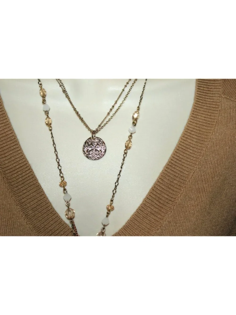 Express Long Layered Beaded Lariat Drop Pendant Necklace Y2K Deadstock